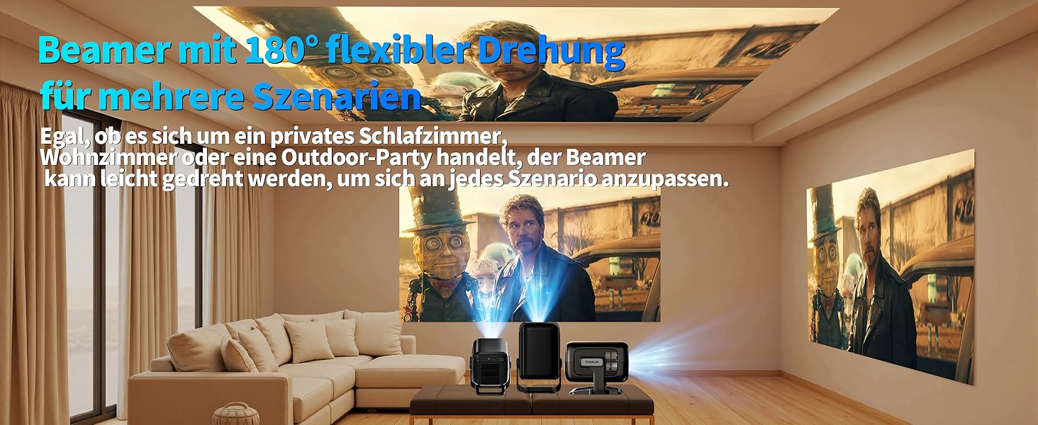 Портативний проєктор Mini Beamer 4K з WiFi 6, Bluetooth 5.4, автоматичною корекцією трапецеїдальних спотворень, обертання 270°, підтримка USB/Laptop, з пультом ДУ та мишкою, білий (Black-1)