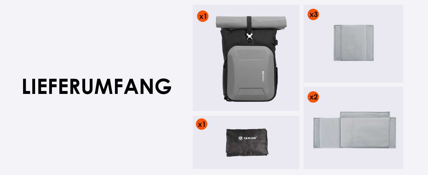 Рюкзак для камери Tarion Rolltop: професійний фоторюкзак з жорсткою оболонкою, відділенням для 16-дюймового ноутбука, сумісний з DSLR/SLR камерами, об'єктивами та штативом (сірий)