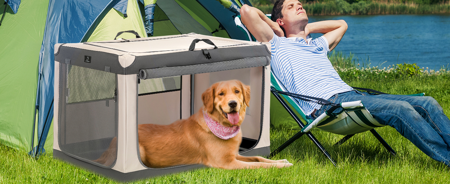 Складана переносна собача будка для великих собак, сіра, XL. Зручна переносна будка-транспортер з алюмінієвим каркасом для дому та подорожей