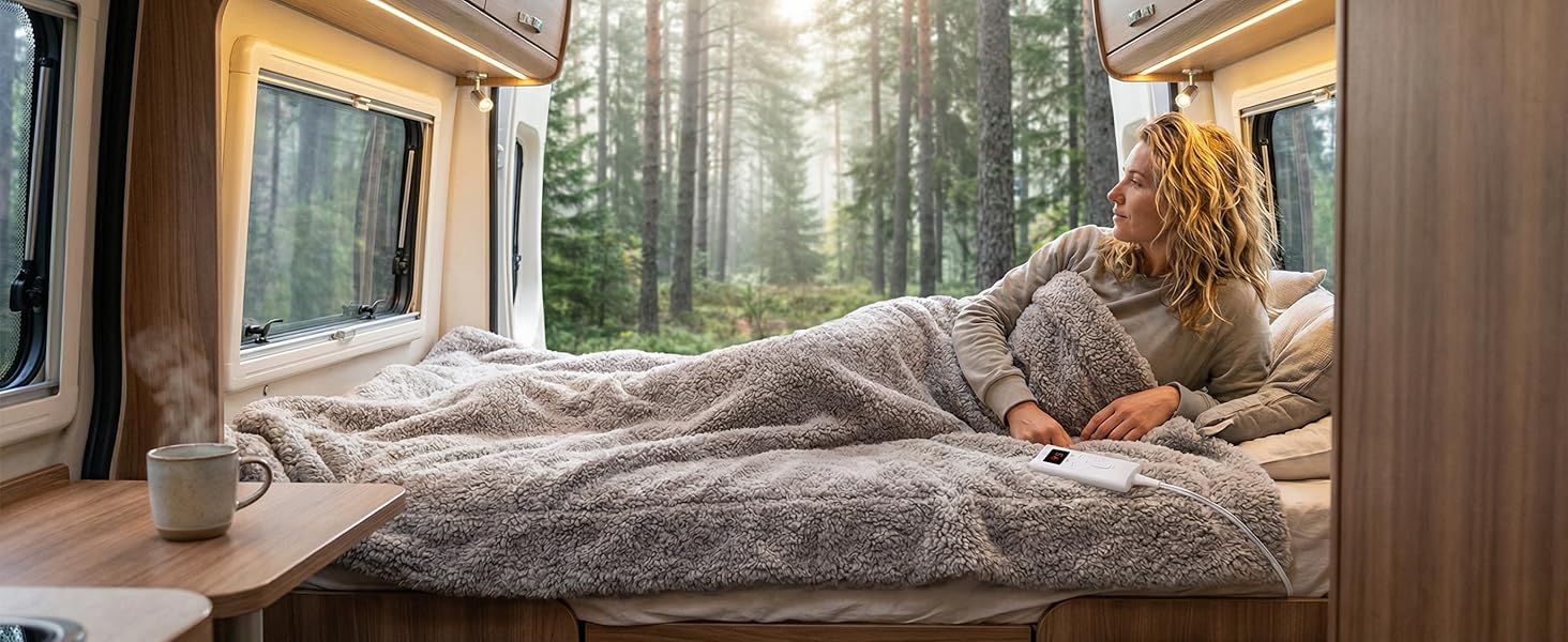 Електрична ковдра TLGREEN з автовимкненням, імітація овечої шкури, двостороння, надзвичайно м'яка, 130x180 см, 9 режимів нагріву, таймер, ковдра для дивану, софи, офісу, дому, 130x180, сіро-коричнева