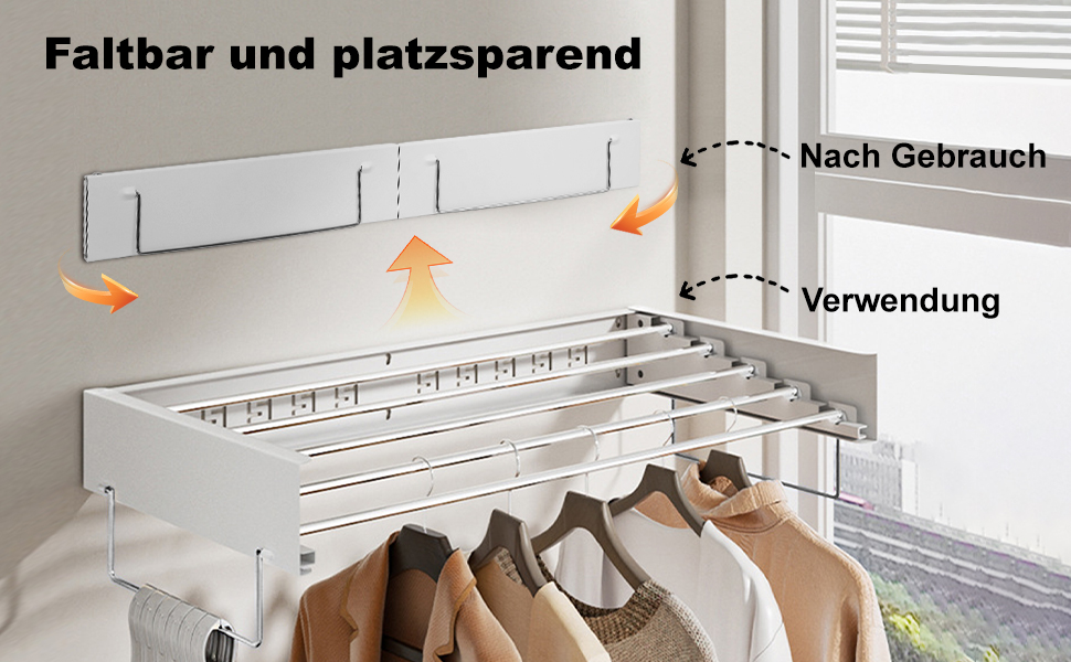 Висувна сушарка для білизни на стіну, 80 см, вантажопідйомність 50 кг