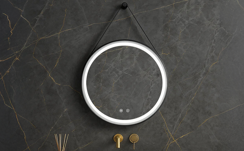 LED дзеркало для ванної кімнати з підсвічуванням, кругле, регульоване, 3 кольори світла (3500K-6500K), сенсорне керування, запобігає запотіванню - дзеркало для ванної кімнати з підсвічуванням для макіяжу та гоління (60 см, стильний дизайн)