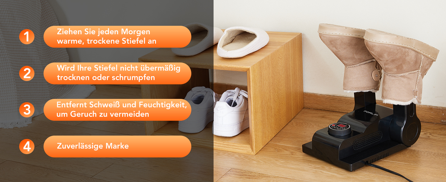 FORLIM Shoe Dryer Adjustable Temperature, with 24-Hour Delay Timer, Portable Glove Dryer and Boot Warmer, Automatic Shut-Off Timer, Foldable Design