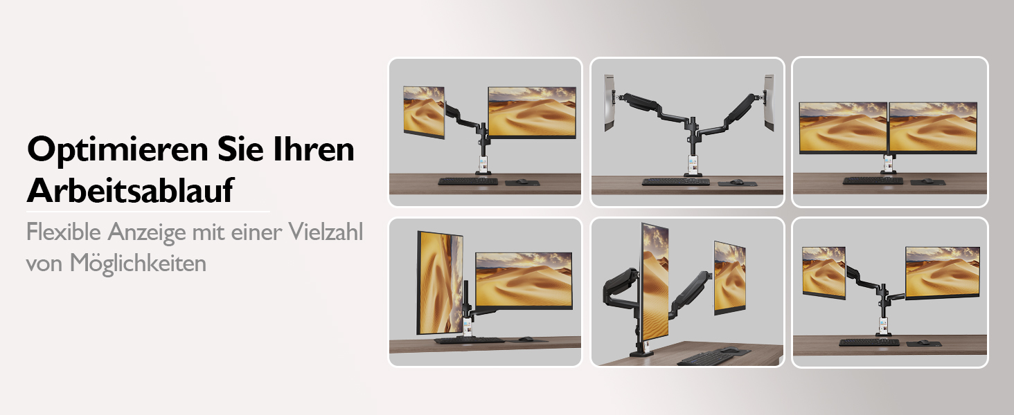 Підставка для монітора BONTEC для 2 моніторів, 13-32 дюйми, LED/LCD, 3-9 кг, регулювання висоти, нахил, поворот, VESA 75/100 мм