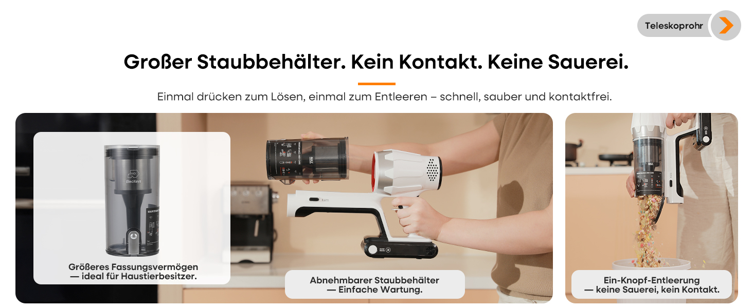 Акумуляторний пилосос ElecKeys 48000Pa/580W з LED дисплеєм, білий. Підходить для твердих поверхонь, килимів та видалення шерсті тварин. 7-шарова фільтрація, антизаплутана щітка, 65 хвилин роботи.