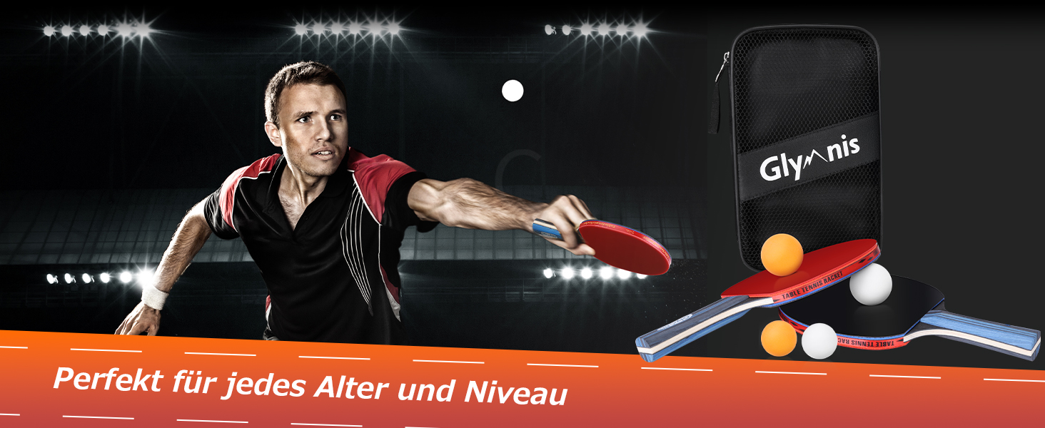 Набір для настільного тенісу Glymnis: 4 ракетки, 8 м'ячів, компактна сумка. Підходить для початківців, сім'ї та професіоналів