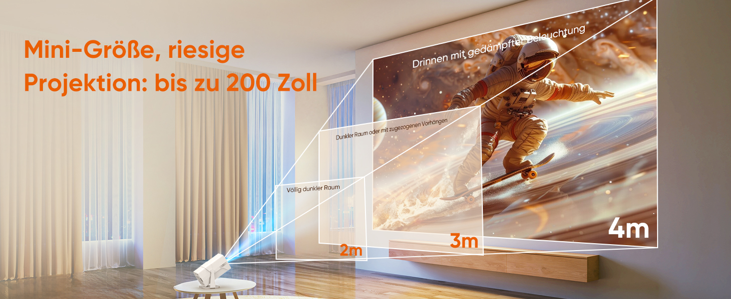 Mini проєктор Beamer з WiFi Bluetooth, 1080P Full HD, підтримкою Netflix, електричний, з автофокусом та автоматичною корекцією трапеції, 270° обертання для домашнього кінотеатру