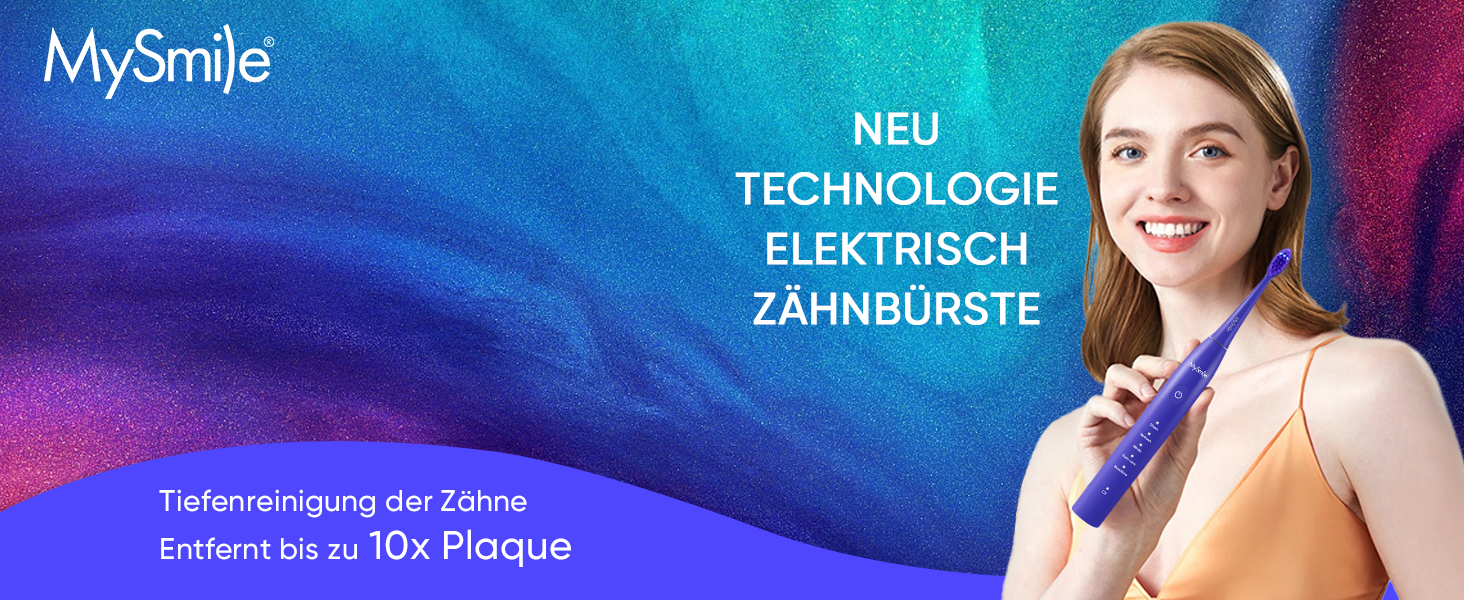 MySmile DY156 Електрична зубна щітка для дорослих, акумуляторна звукова зубна щітка, портативна з 3 насадками, таймер 2 хвилини, 5 режимів, 45000 VPM, 60 днів від заряду, блакитна, 1 шт.