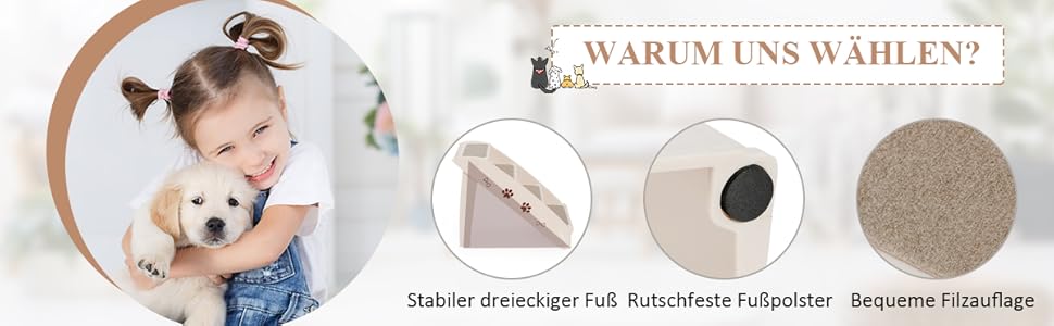 COSTWAY 4-Step Pet Stairs with Carpet, Dog Stairs Plastic Cat Stairs Folding, Portable Dog Ramp Pet Stairs for Dogs and Cats, Pet Ramp for Climbing and Scratching (Gray)