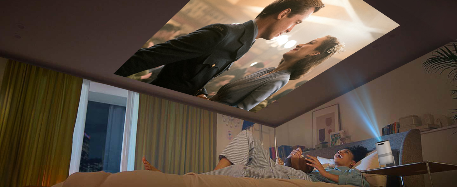 Міні проектор Beamer з автотрапецеїдною корекцією, Android OS, поворот 210°, WiFi 6, Bluetooth, 50% Zoom, Full HD 1080P для дому та на вулицю (сумісний з: смартфоном, Fire TV Stick, ноутбуком, HDMI, USB)