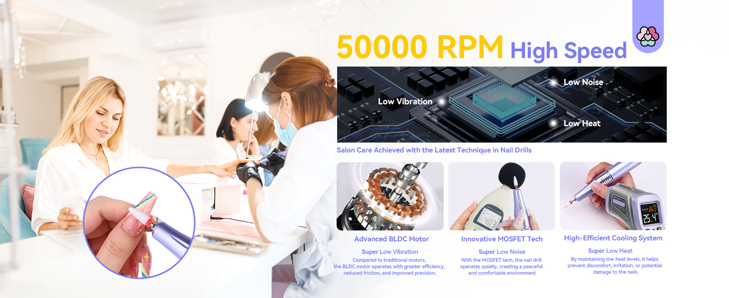 Набір для манікюру та педикюру Saviland 50000 об/хв з LCD-дисплеєм та 13 фрезерними насадками