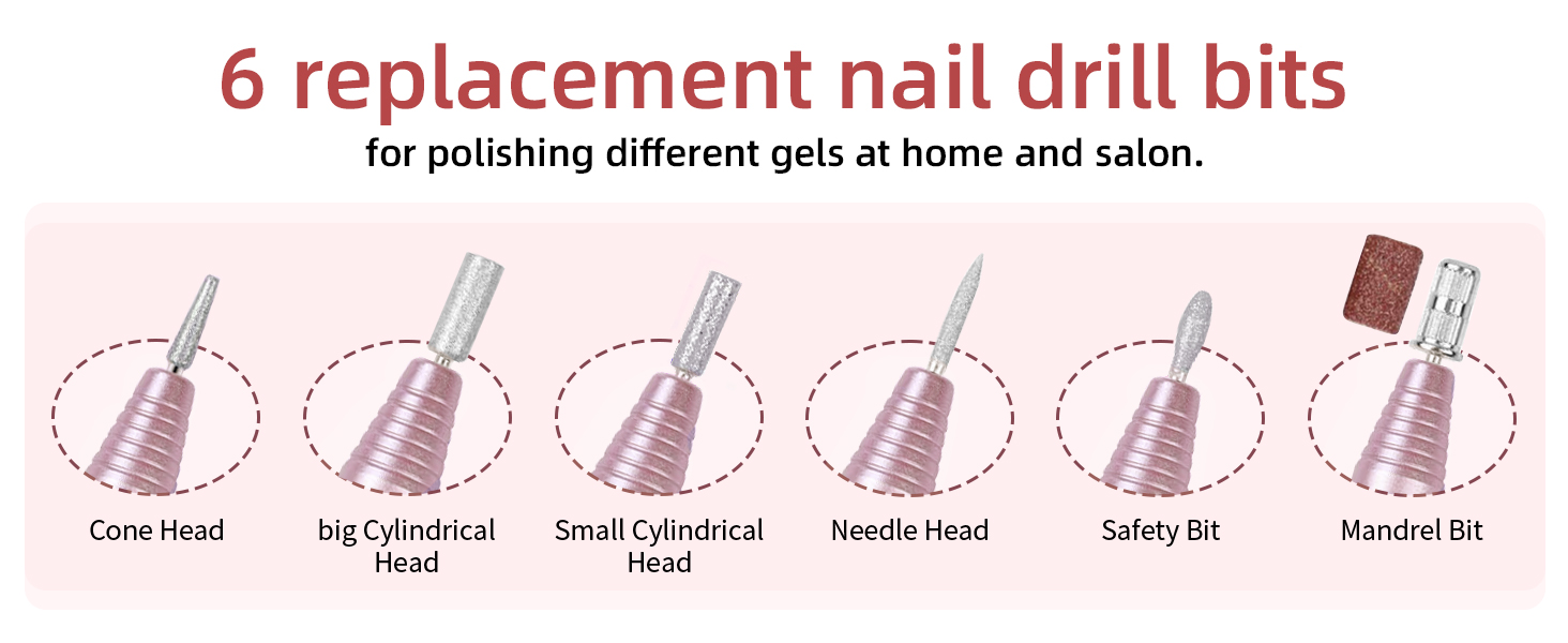 Електрична фрезер для нігтів JODSONE 6 в 1 – бездротова, 20000 об/хв, USB-зарядка, для гель-лаку, манікюрний набір з регулюванням швидкості