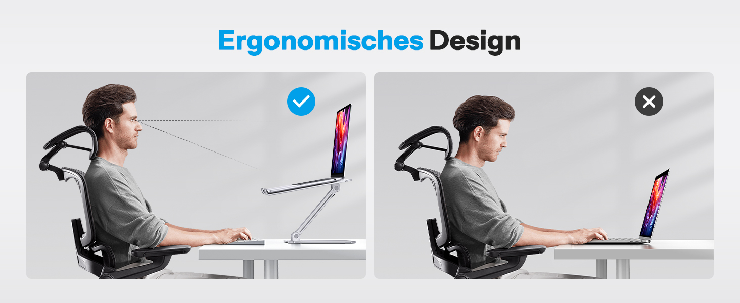 Підставка для ноутбука OMOTON, алюміній, регульована висота, ергономічна, складна, для MacBook Pro/Air (11-16 дюймів), срібна