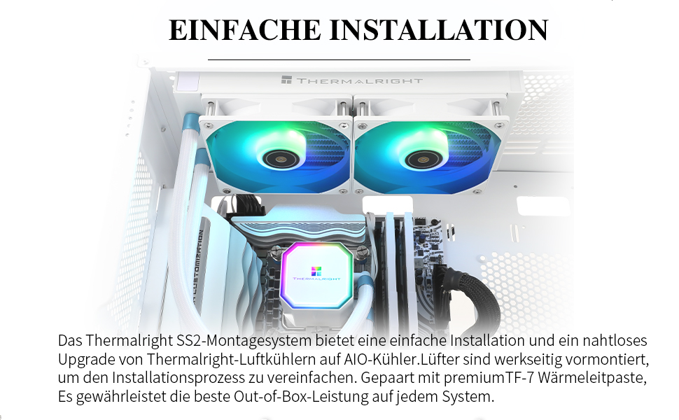 Система рідинного охолодження процесора Thermalright Frozen Prism 360 White ARGB, 360мм, 3 PWM вентилятори, для Intel LGA1700/1851 та AMD AM4/AM5, Білий