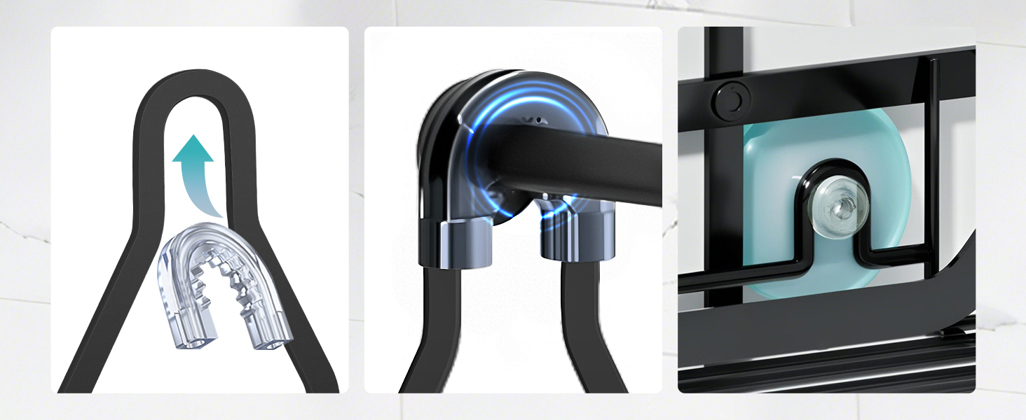 Поличка для душу без свердління, чорна. Настінна поличка для душу з 3 кошиками для шампуню та гелю для душу (Стиль B)