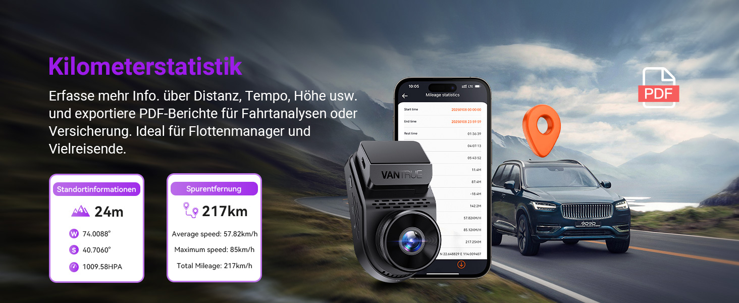 Автомобільний відеореєстратор VANTRUE S1 Pro 2.7K 60FPS з нічним баченням STARVIS 2, прихований монтаж