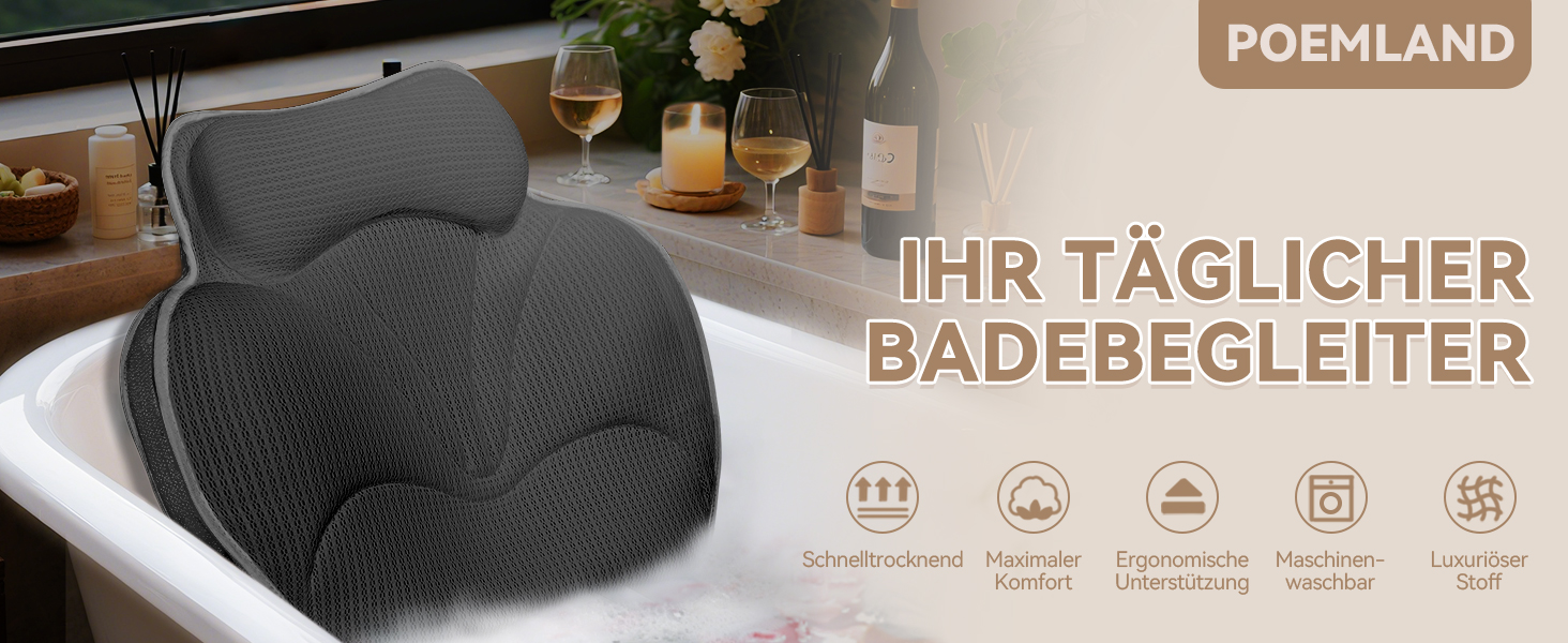 Подушка для ванни з 3D Air Mesh сітки, неслизька, швидковисихаюча, м'яка подушка для ванни (сіра)