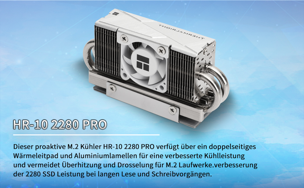 SSD накопичувач TR HR10 2280 PRO з радіатором охолодження, двосторонній, 4 теплові трубки, PWM вентилятор, термопаста для ПК та комп'ютера