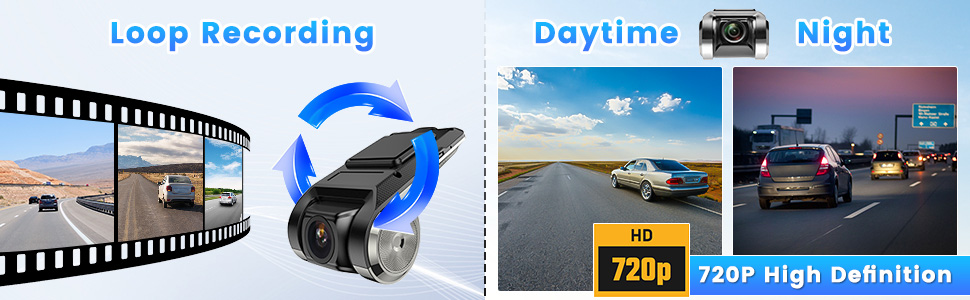 Авто Dash Cam Hikity: відеореєстратор для авто з широким кутом огляду 170°, нічне бачення, водонепроникний, сумісний з Android 15