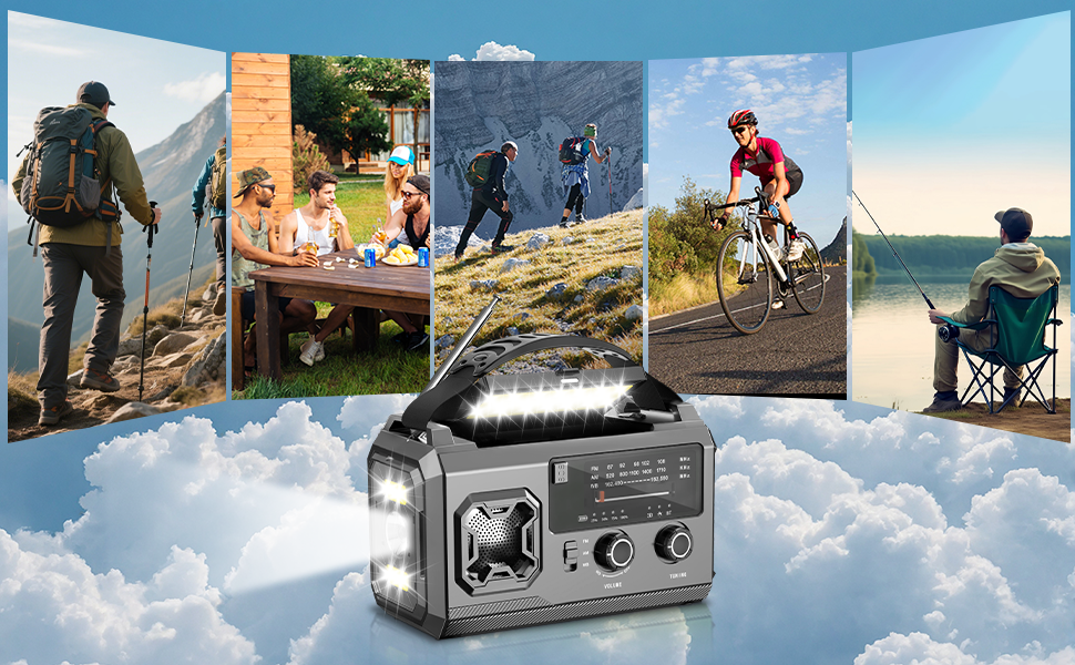 Радіо Kurbelradio на сонячній батареї 27000mAh з Bluetooth, FM/AM, SOS-сигналом, ліхтариком та компасом для кемпінгу та надзвичайних ситуацій, армійсько-зелений колір