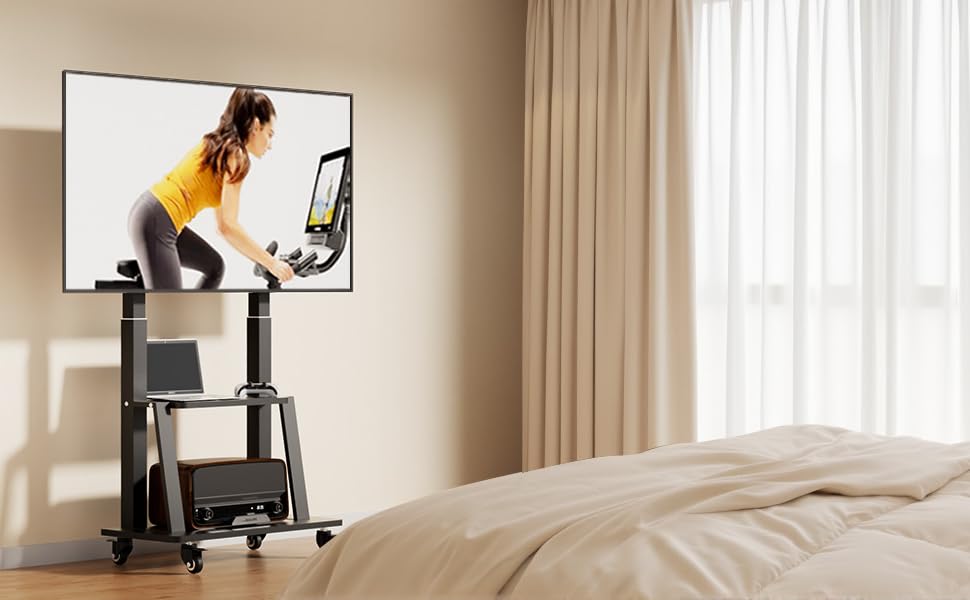 Мобільна підставка для телевізора з колесами, регульована по висоті, VESA 900x600, до 75 дюймів