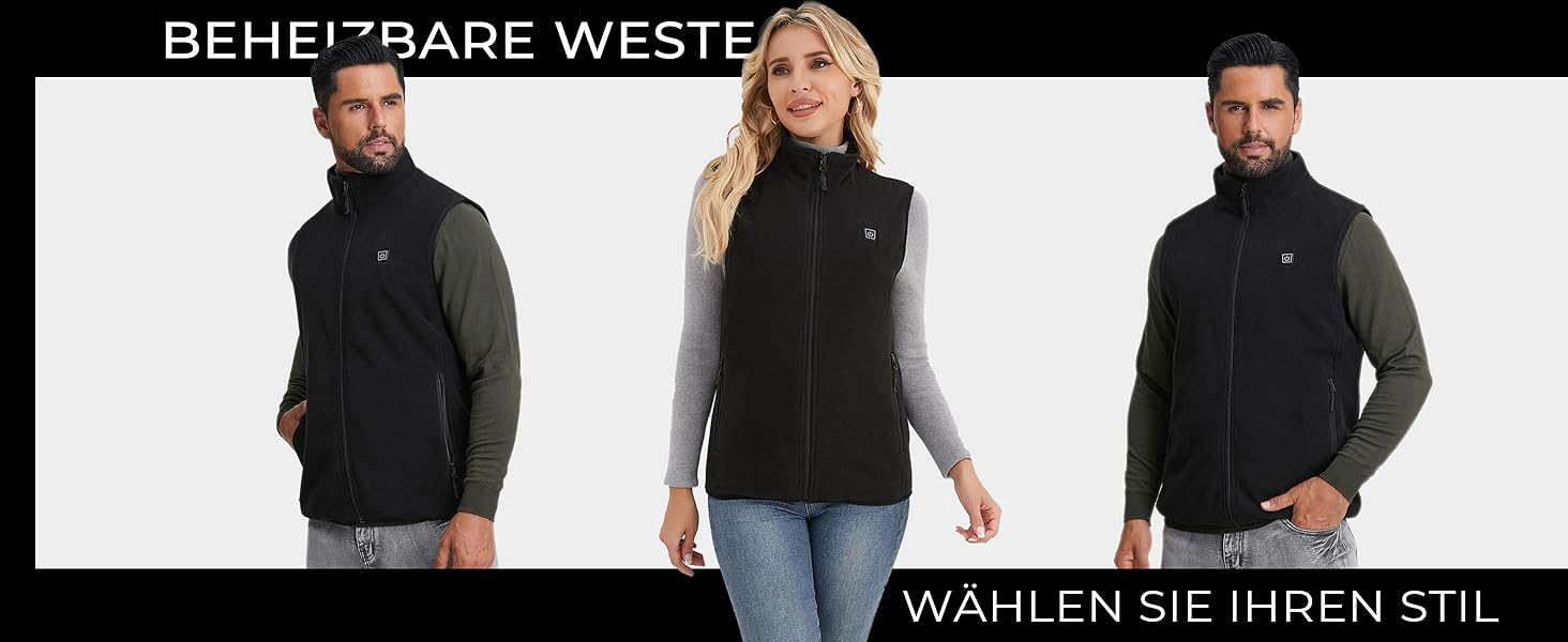 Обогревна жилетка для чоловіків та жінок, 6 зон обігріву, 3 режими температури, чорний колір, розмір S