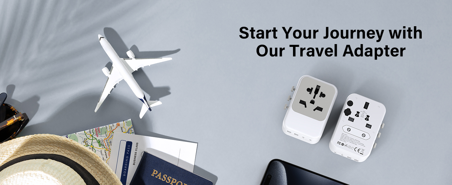 Зарядний пристрій USB C 65W, 3 порти, з кабелем 2м, для MacBook, iPhone, Switch, Galaxy, Tablet, Laptop