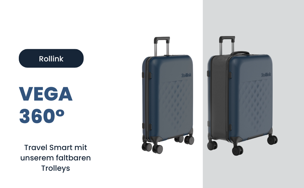 Чемодан Rollink Vega 360, чорний, 104L, 4 колеса, інноваційний замок, міцний, екологічний, для перевірки багажу