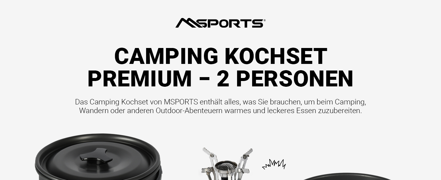 Набір кухонного посуду MSports Camping Kochset Premium для кемпінгу та відпочинку на природі (алюміній, нержавіюча сталь)