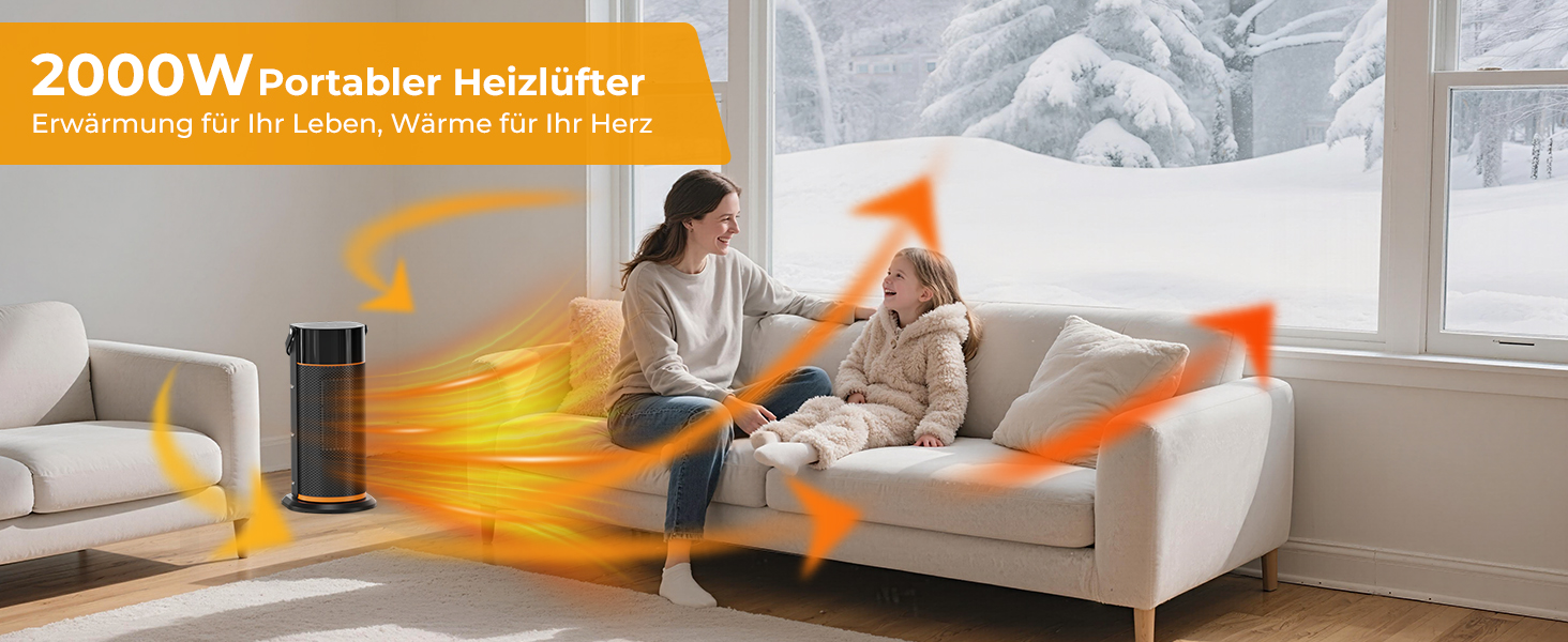 Електричний обігрівач 2000W з PTC-керамічним нагрівачем, тихий, з пульт дистанційного керування, таймером, поворотним механізмом 70° та LED-дисплеєм. Підходить для офісу, спальні, ванної кімнати, дому. Чорний, без полум'я.