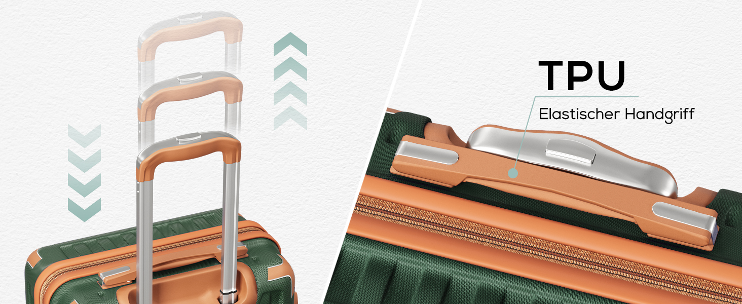 Набір валіз Melalenia 7 предметів з жорстким корпусом, легкий, на 4 колесах з TSA-замком. Включає косметичку, сумку для подорожей та кулькову сумку (зелений, 53см, набір ручної поклажі 4 предмети)