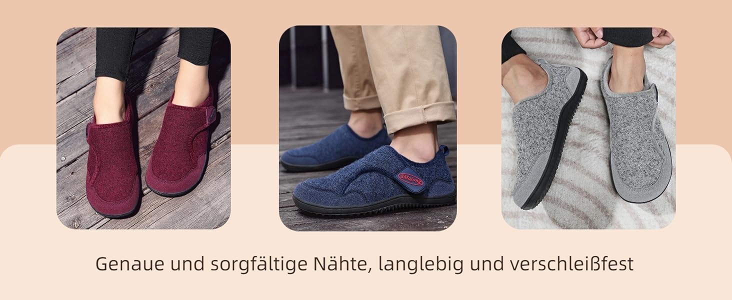 SMajong Теплі домашні тапочки для чоловіків та жінок. Зручні, неслизькі, легкі, з повним закриттям, з фетру. Для дому та вулиці. Розміри 36-46. Колір: червоний.