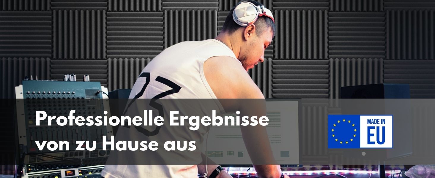 Акустичний поролон для звукоізоляції стін, 24 панелі 30x30x5 см, високої щільності, антрацитово-сірий, для студії звукозапису (з клеєм)