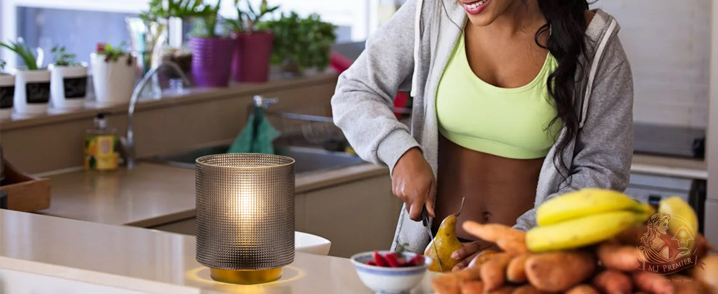 Бездротова настільна лампа з таймером, вінтажний дизайн, скло, LED, для дому та вулиці, сірий колір, розмір L