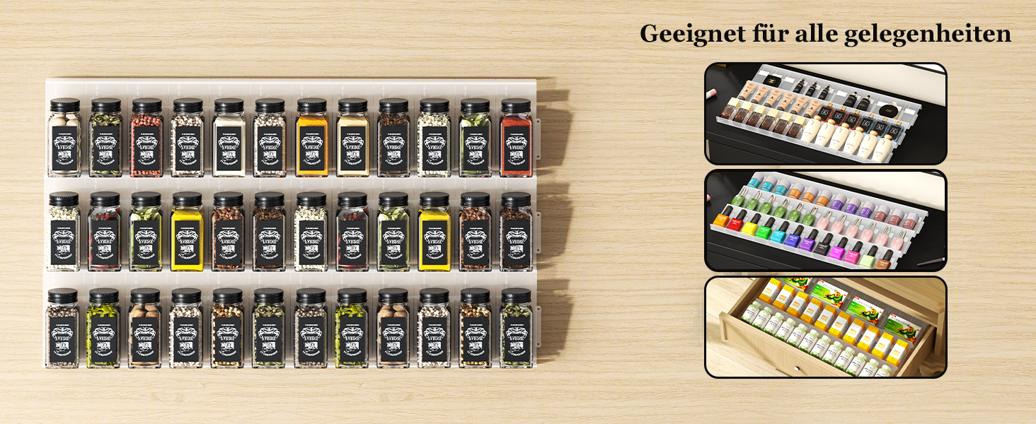 Організатор для спецій Famhap, 24 шт. Прямокутні полички для спецій, органайзер для спецій у ящик, полиці для спецій, органайзер для спецій, прозорі