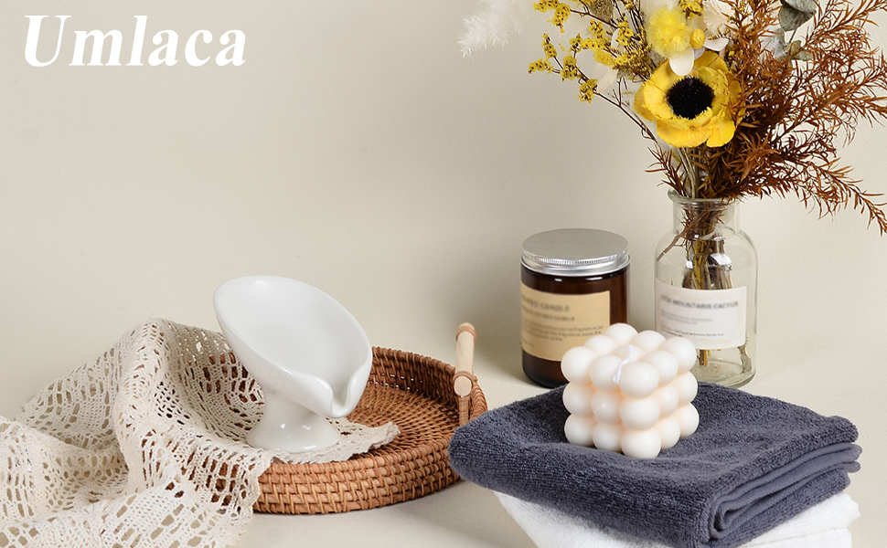 Керамічна мильниця Umlaca з самостійним осушенням, у формі листка, вінтажний дизайн, для кухні, ванної кімнати, душу, білий мармур