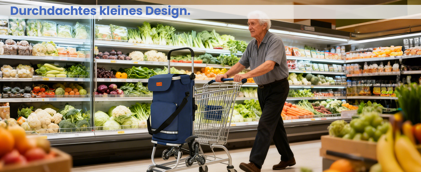 Тролей для покупок Sekey XXL з підйомником для сходин, 3 колеса, для кемпінгу та покупок, регульована ручка, алюміній 3-в-1, з відділенням для їжі та напоїв, чорний