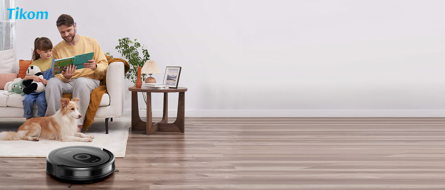 Робот-пилосос 2-в-1 з функцією миття Tikom G8000 Max, 5000Pa, самостійна зарядка, Wi-Fi, 150 хв, для тварин, килимів, твердих підлог, чорний