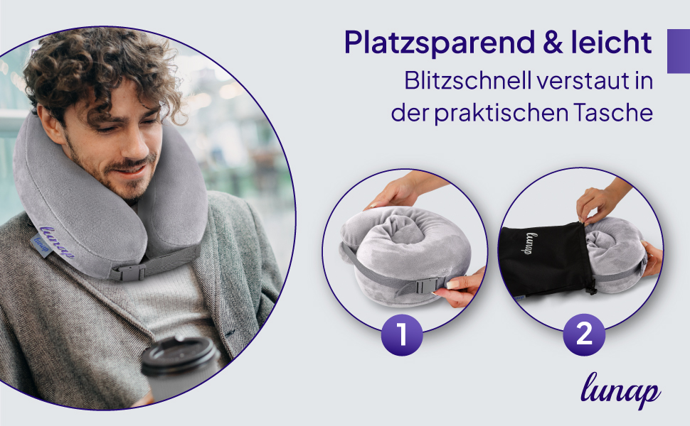 Подушка для шиї Travel Pillow Roundy O сірого кольору | Подушка для подорожей в літак, авто | Memory Foam, дихаюча тканина, знімна наволочка