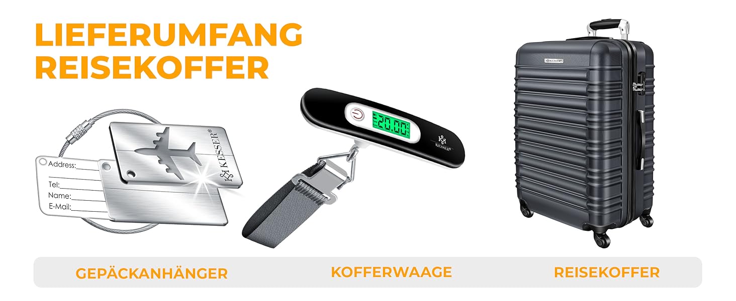 Валіза KESSER® подорожня, середня, з жорстким корпусом, вагова шалька та багажний жетон | Чемодан-роликовий, з кодовим замком, 4 колеса, ABS-корпус, телескопічна ручка (66x45x28см / 84 літри) (75-120л, антрацит)