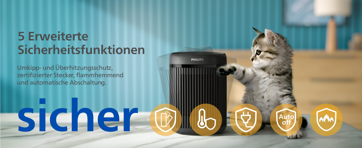 Керамічний тепловентилятор-обігрівач Philips Smart 5000 серії, 2000 Вт, чорний