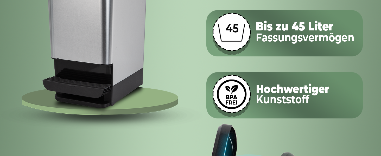 Novaliv Відро для сміття з педальним приводом 45L - сталеве відро для сміття з кришкою, герметичне, для кухні та інших приміщень