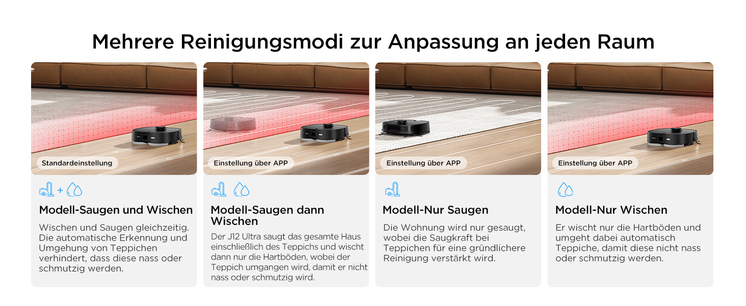 Робот-пилосос Eureka J12 Ultra з функцією миття підлоги (автоматичне очищення, прання та сушка), потужність всмоктування 5000Pa, обертова функція миття, Dual-LiDAR навігація, 3D уникнення перешкод, чорний