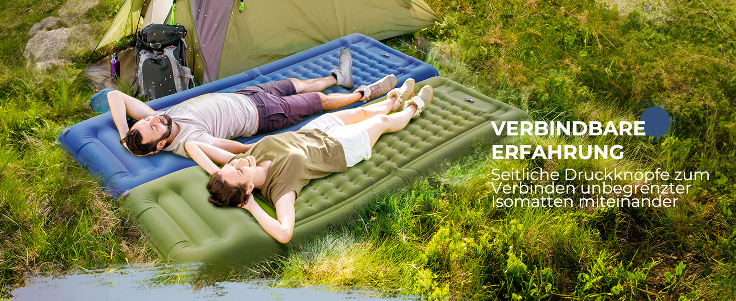 Надувний килимок Isomatte самонадувний з помпою, для кемпінгу, пікніків, пляжу, намету, блакитний, одинарний