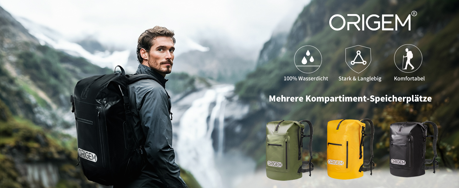 Водонепроникний рюкзак Origem Rolltop 35/55/85 л з відсіком для ноутбука, сухий мішок для каякінгу, риболовлі, рафтингу, дайвінгу та щоденного використання