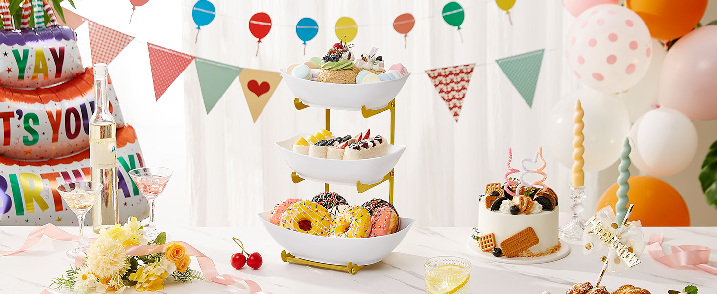 Багатоярусна етажерка для фруктів та закусок Lifewit (3 яруси, золото)