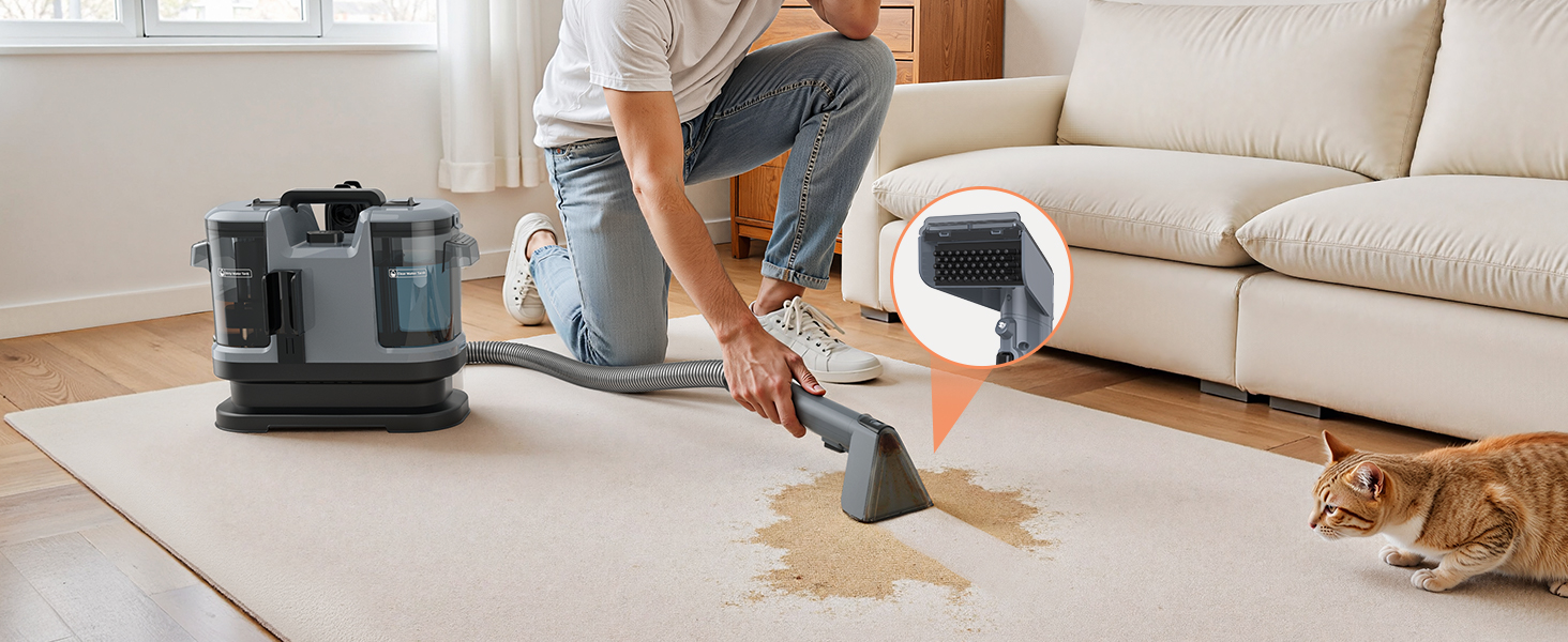 Водопилосос 450W для миття та чищення килимів, меблів та авто. Потужність 13500Pa, великий бак, довгий кабель. Білий.