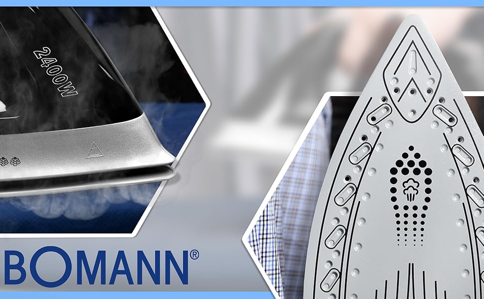 Праска-парогенератор Bomann DBS 6034 CB (2024) | 3,5 bar, 1,2L, 2400W, Anti-Drop | Чорний