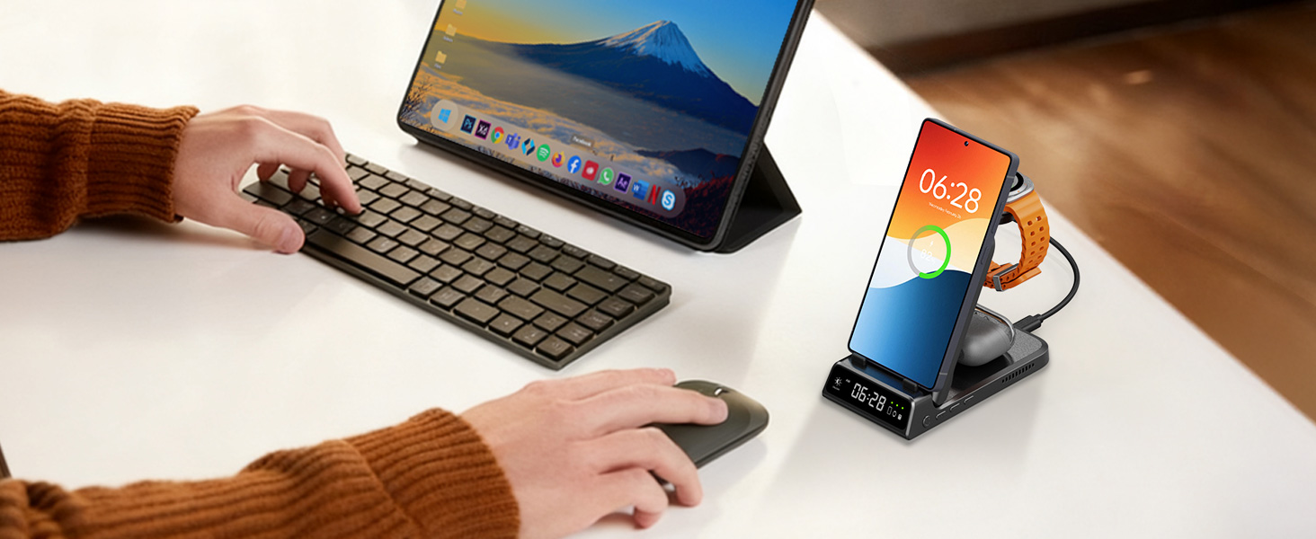 Бездротова зарядка SwanScout 703S 3-в-1 для Samsung Galaxy S25/S24/Fold 7, Watch 8/8 Classic/Ultra, Buds (без адаптера)