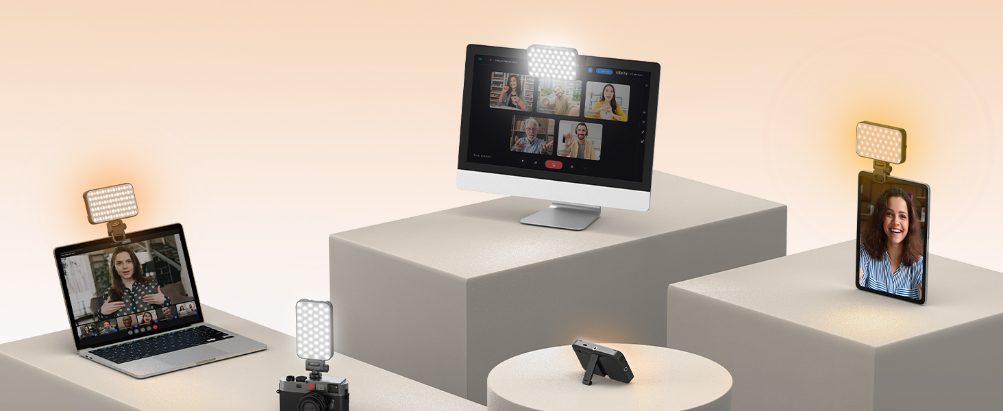 Лампа для селфі з софтбоксом та штативом – перезарядна світлодіодна лампа Clip-Fill з 96 LED, для телефону, iPhone, камери та ноутбука, для макіяжу, TikTok, Vlogs та відеодзвінків